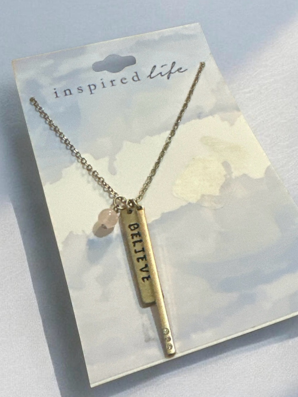 Inspire Gold 'Believe' Pendant Necklace with Pink Accent
1915